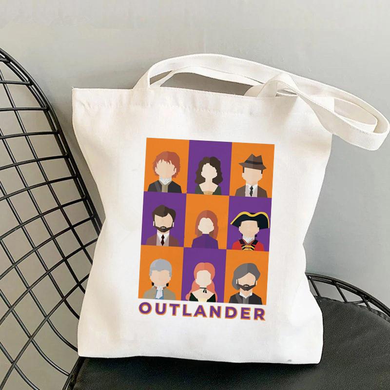 Aidegou17 Shopper Outlander Characters Icons Bag Harajuku dames Shopping Bag Canvas Shopper Bag meisjes handtas Tote Bag Schoudertas Damestas 24*26cm