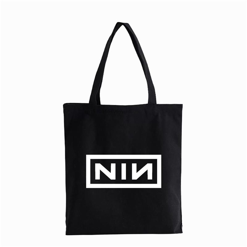 Aidegou17 Nine Inch Nails print casual Shopper tas Rock Band Mannen Vrouwen Schoudertas Handtassen Herbruikbare Student canvas tas tote bag Bolsas 24*26cm