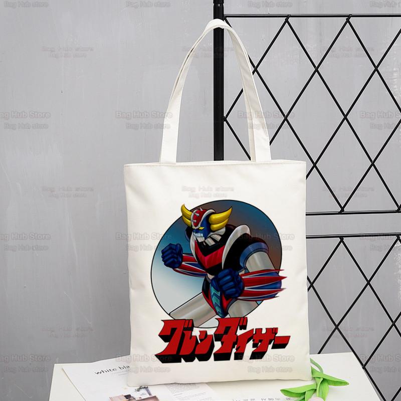 Aidegou19 Goldorak Nostalgie Boodschappentas Shopper Grendizer UFO Space Robot Eco Canvas Goldrake Bolsas De Tela Tas Herbruikbare Sacolas 24*26cm