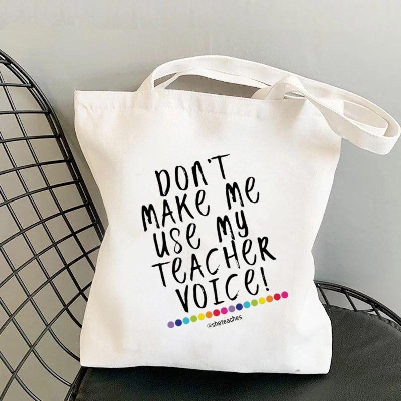 Aidegou20 Benodigdheden Leraar Stem Bedrukte Tote Bag vrouwen Harajuku shopper Grappige handtas Schouder meisje boodschappentas Dame cadeau Canvas Tas 24*26cm