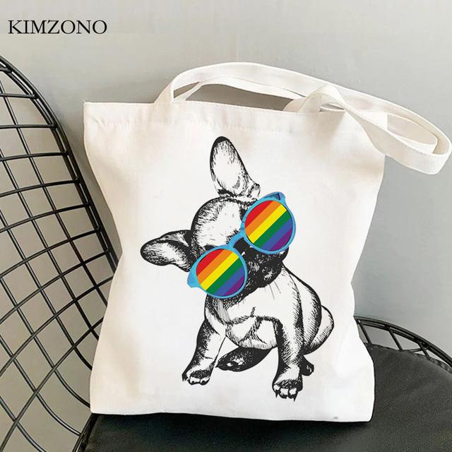 Aidegou25 Franse Bulldog boodschappentas recycle tas jute tas eco tas tote bolsas herbruikbare jute cabas 24*26cm