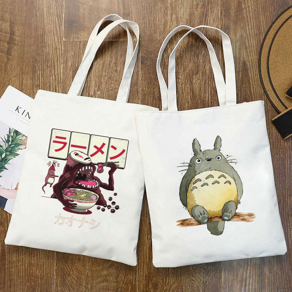 Aidegou25 Zomer Hayao Miyazaki My Neighbor Totoro Anime Schouder Canvas Tassen Casual Grote Capaciteit Tote Cartoon Harajuku Kawaii Vrouwen Tas 24*26cm