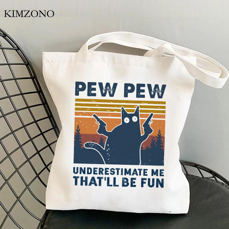 Iaidegou-4 Katten boodschappentas handtas herbruikbare katoenen recycle tas tas reciclaje doek opvouwbare jute zak tissu 24*26cm