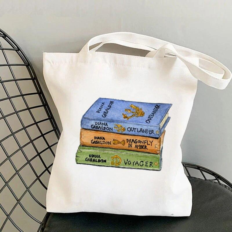 Iaidegou-4 Shopper Outlander Characters Icons Bag Harajuku dames Shopping Bag Canvas Shopper Bag meisjes handtas Tote Bag Schoudertas Damestas 24*26cm