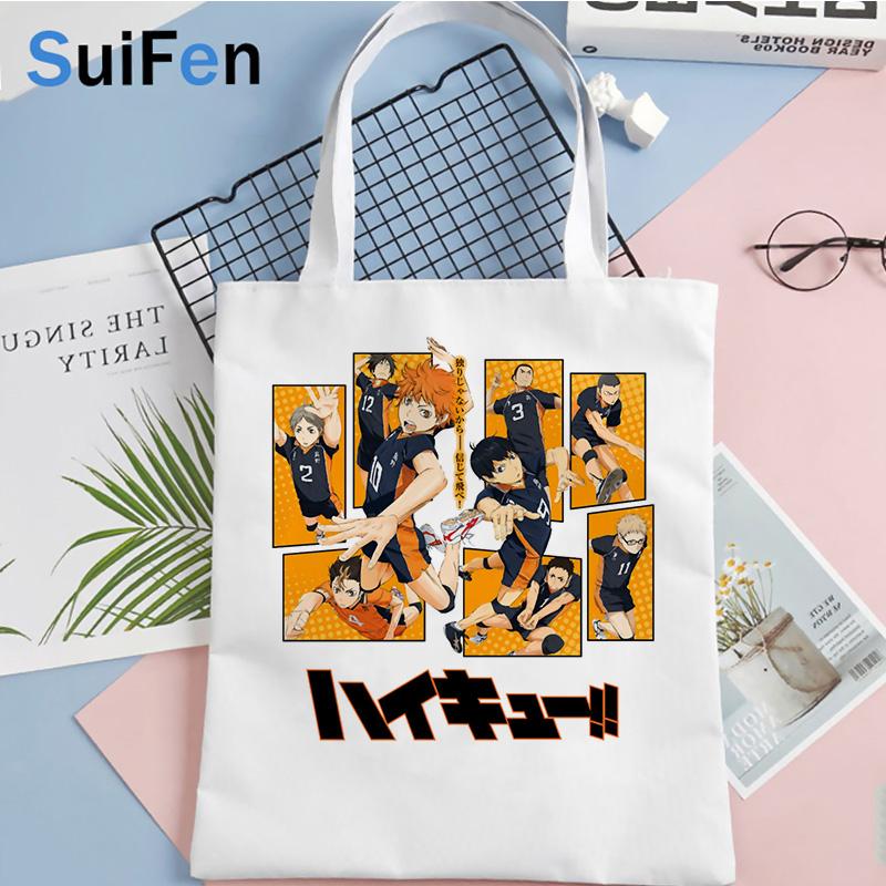 Aidegou17 haikyuu boodschappentas bolso tote shopper eco tas winkelen reciclaje bolsa compra custom 24*26cm