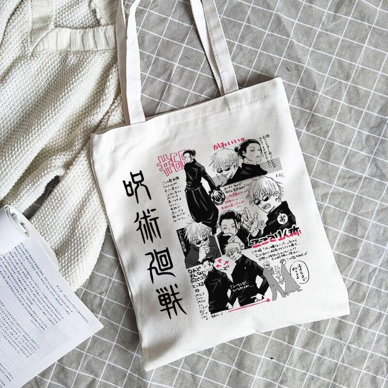 Aidegou30 Vrouwen tas Japanse Anime Jujutsu Kaisen canvas tas vrouwen schoudertas ins Harajuku grote capaciteit hip hop cartoon shopper tassen 24*26cm