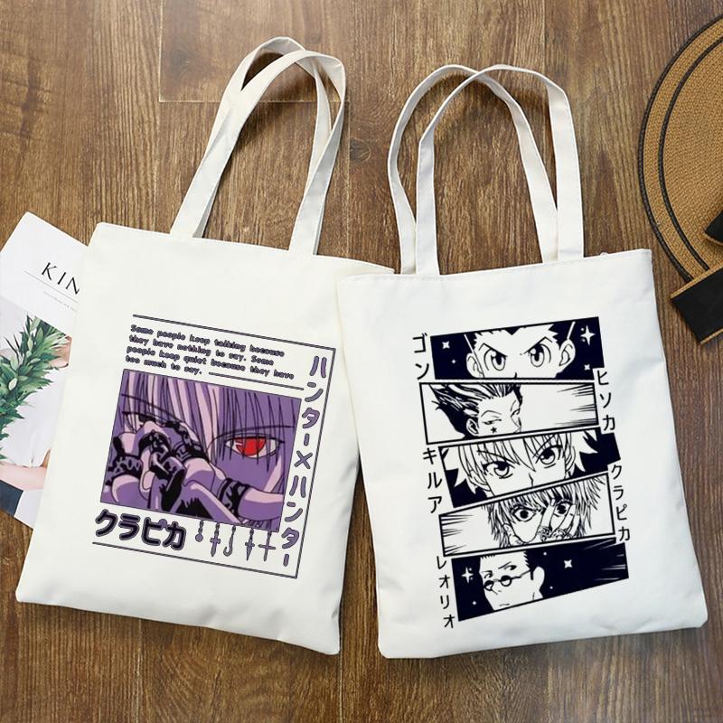 Iaidegou-4 Anime Shopper Bag Hunter X Hunter Killua Zoldyck Shopping Bag Canvas Bag Tote Grote Capaciteit Opvouwbare Handtassen Schoudertas 24*26cm