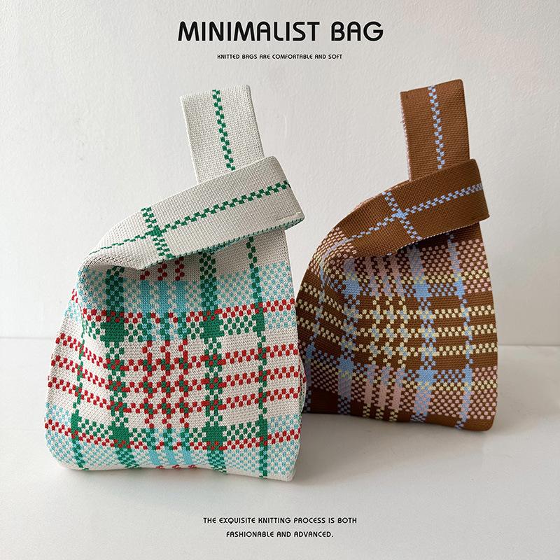 VIA ROMA Niche Design Kleurrijke Plaid Gebreide Schoudertas Handtas Grote Capaciteit Forensentas One Size