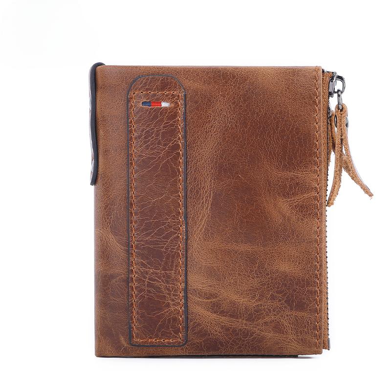 Leather bag Klassieke herenportemonnee Echt koeienleer Korte kaarthouder Leren herenportemonnee Hoge kwaliteit designer herenportemonnee met ritsvak