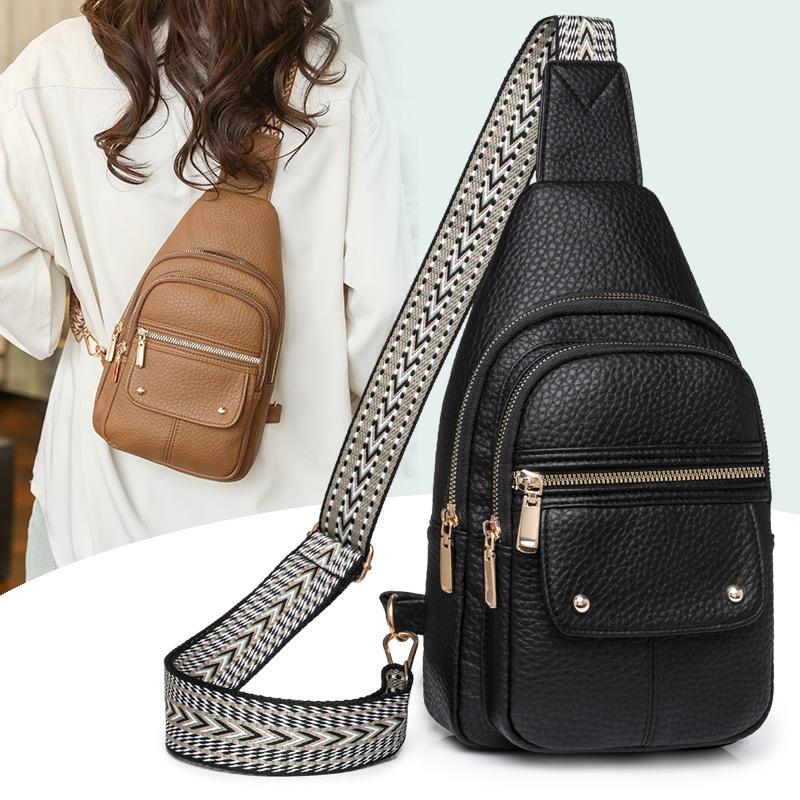 JINBAOSEN BAG Borsttas voor dames, nieuw zacht leer, modieus en veelzijdig, enkele schouder 2024, casual borstrugzak voor dames, grote capaciteit crossbodytas
