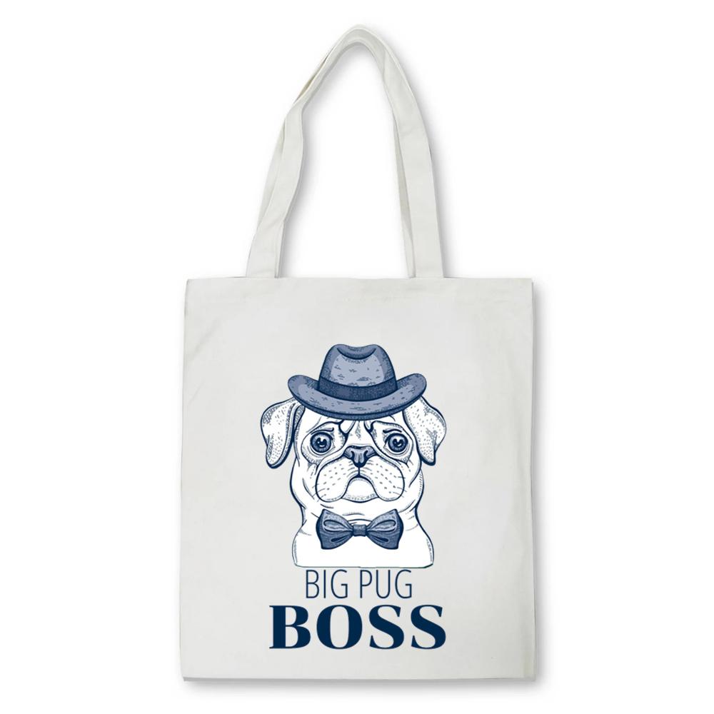 Aidegou17 Cartoon grote mopshond Afdrukken handtas Schattige hond Kawaii Vrouwen Elegante Canvas Tas mannen Grote Capaciteit tote tas Shopper tas 24*26cm