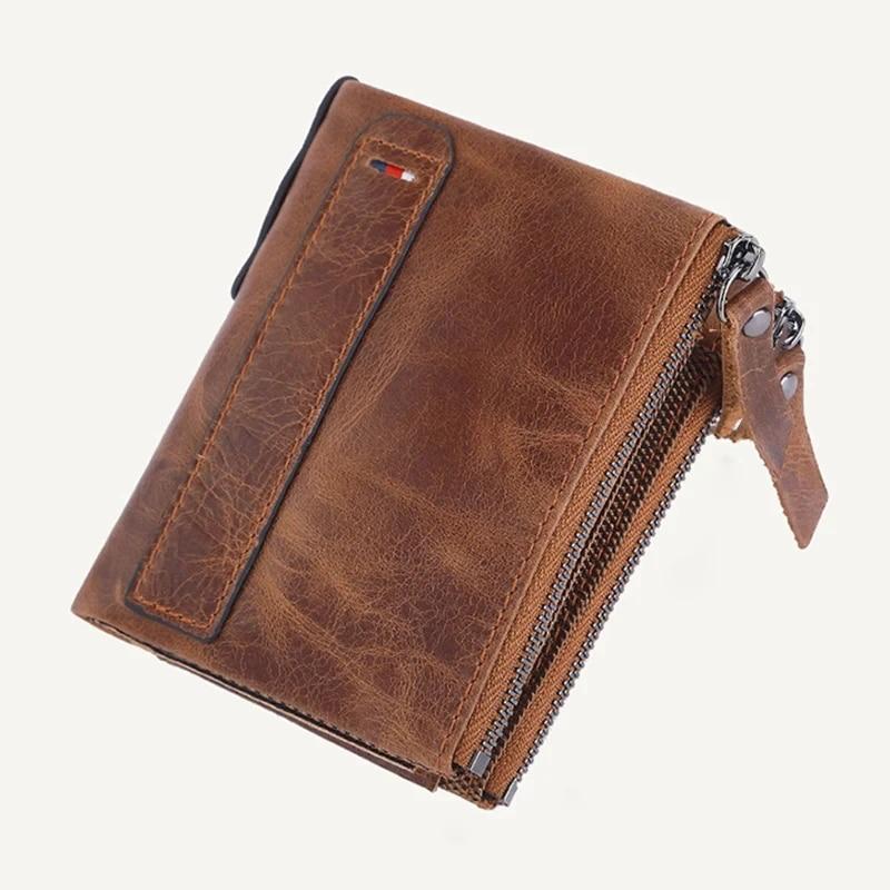 Leather bag Klassieke herenportemonnee Echt koeienleer Korte kaarthouder Leren herenportemonnee Hoge kwaliteit designer herenportemonnee met ritsvak