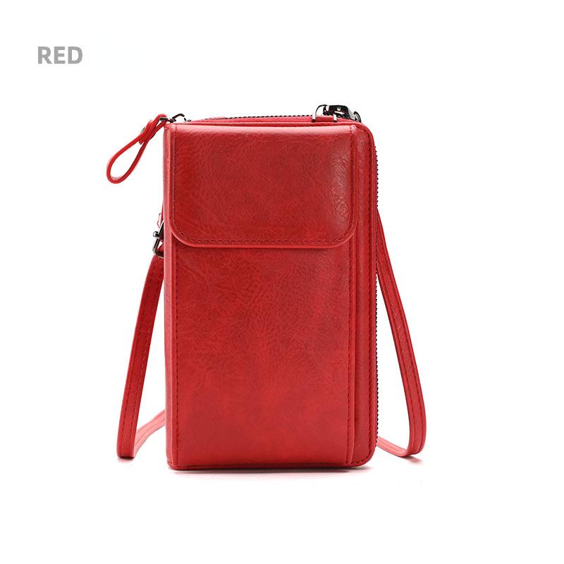 Dola Vrouwen Crossbody Telefoontas Kleine Schoudertas Clutch Leren Rits Handtas Kaarthouder bruin