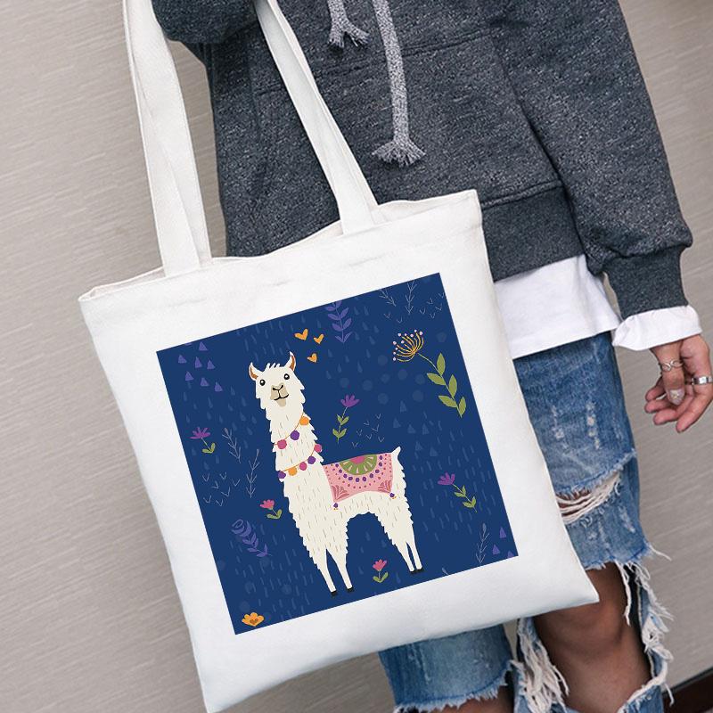 Aidegou20 2022 Damesmode Shopper Alpaca Bedrukte Tote Bag Lady Canvas Tas Harajuku Shopper Handtas Meisjes Schouder Boodschappentas 24*26cm