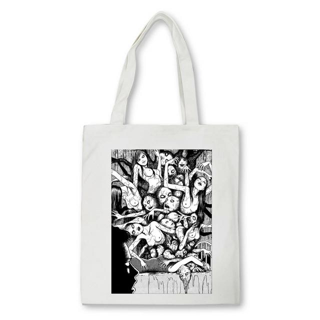 Iaidegou-4 Japan Manga Junji Ito Tomie Shintaro Kago Grafische Cartoon Print Boodschappentassen Meisjes Mode Casual tote bag Dames canvas tassen 24*26cm