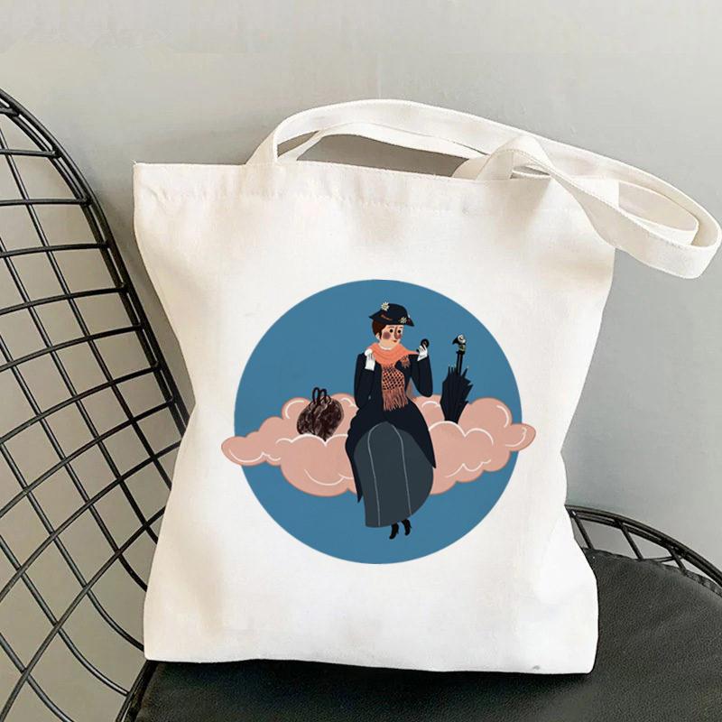 Aidegou31 2021 Shopper elegante Mary Poppins Kawaii tas Harajuku vrouwen Boodschappentas Canvas Shopper tas meisje Tote tas Schoudertas Damestas 24*26cm