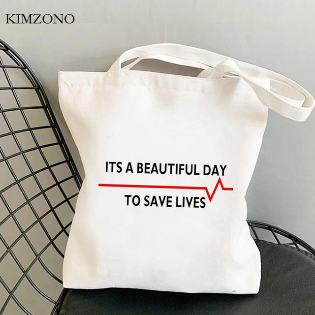 Aidegou27 Greys Anatomy boodschappentas bolso recycle tas handtas bolsas de tela boodschappentas tote jute geweven ecobag cabas 24*26cm