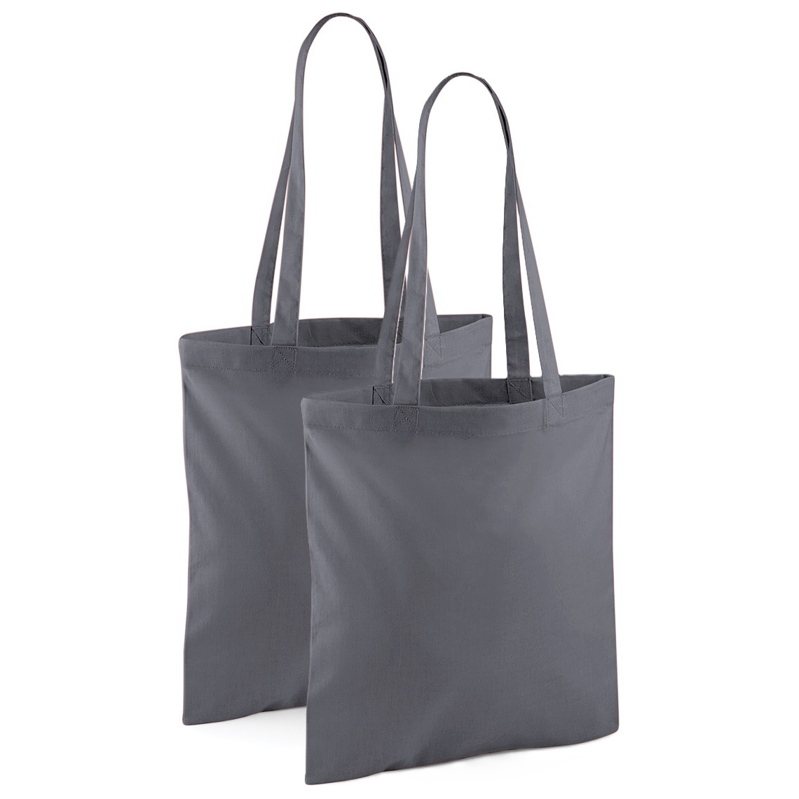 Merkloos Draagtasje met hengsels - 2x - antraciet - x cm - katoen - 10 liter - boodschappen - gymtas -