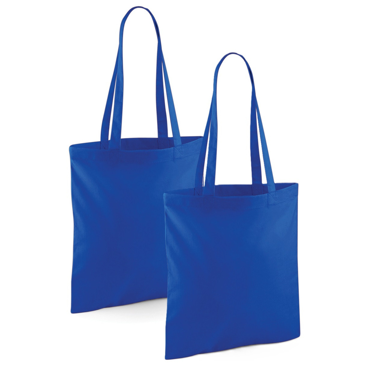 Merkloos Draagtasje met hengsels - 2x - blauw - x cm - katoen - 10 liter - boodschappen - gymtas -