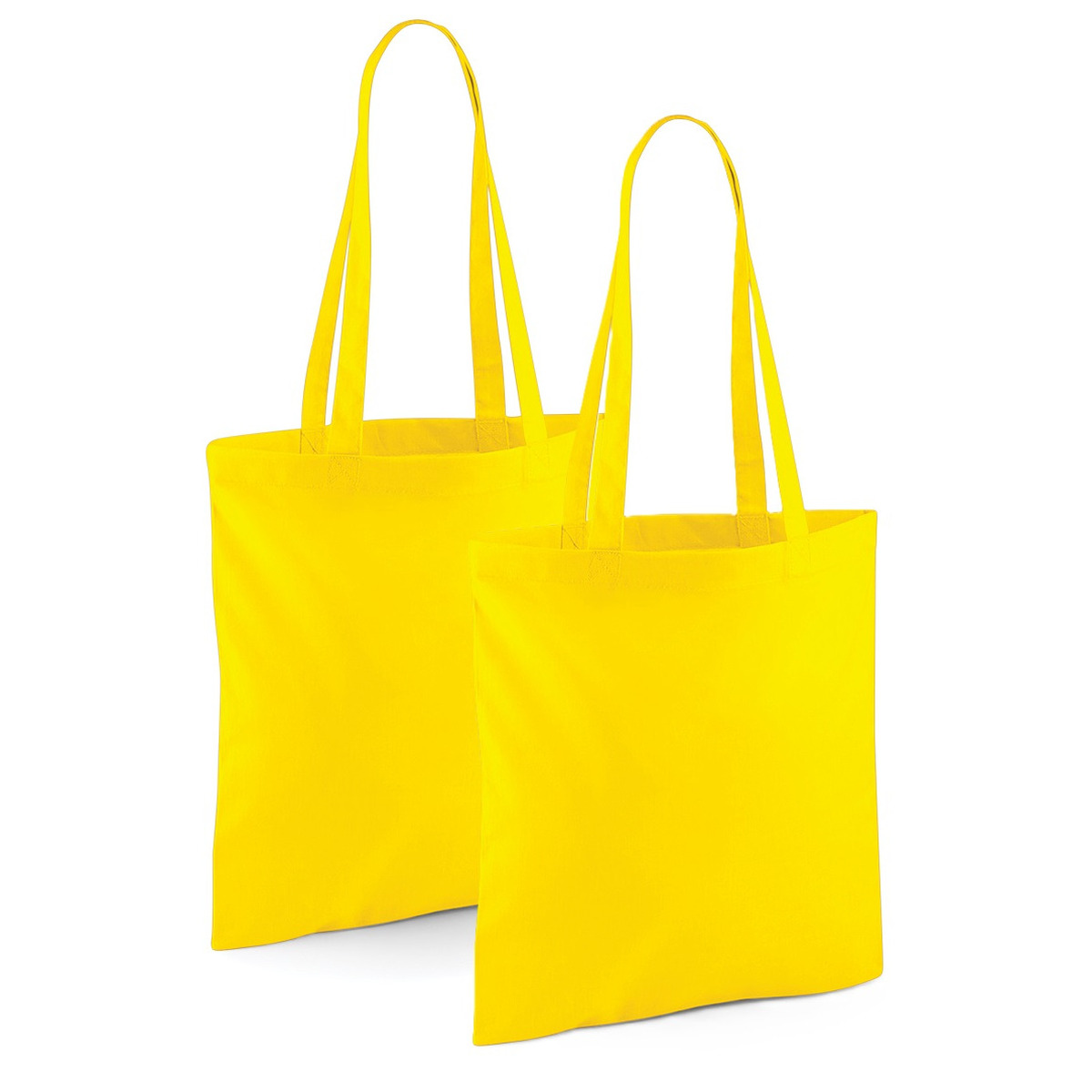 Merkloos Draagtasje met hengsels - 2x - geel - x cm - katoen - 10 liter - boodschappen - gymtas -