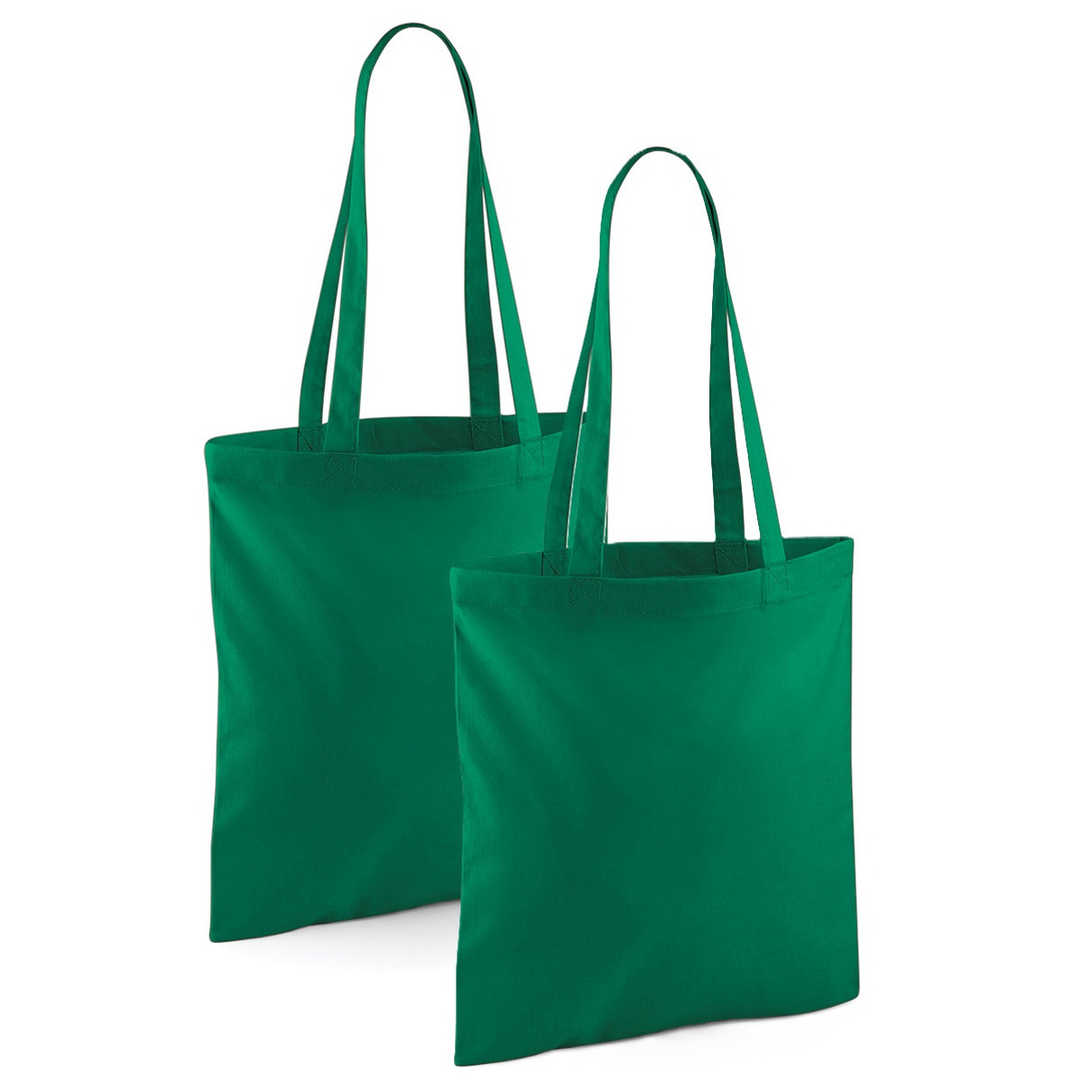 Merkloos Draagtasje met hengsels - 2x - groen - x cm - katoen - 10 liter - boodschappen - gymtas -