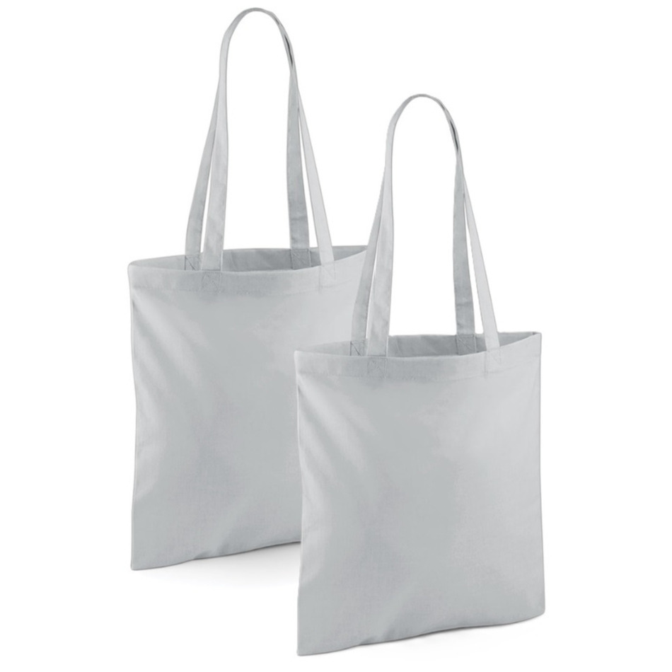 Merkloos Draagtasje met hengsels - 2x - lichtgrijs - x cm - katoen - 10 liter - boodschappen - gymtas -