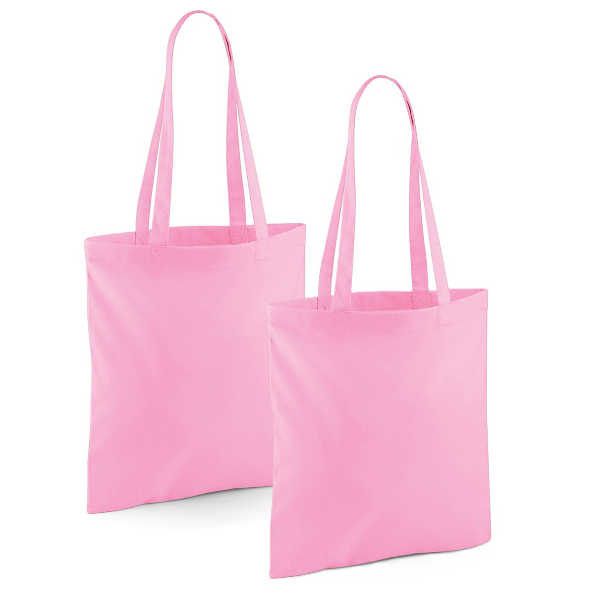 Merkloos Draagtasje met hengsels - 2x - lichtroze - x cm - katoen - 10 liter - boodschappen - gymtas -