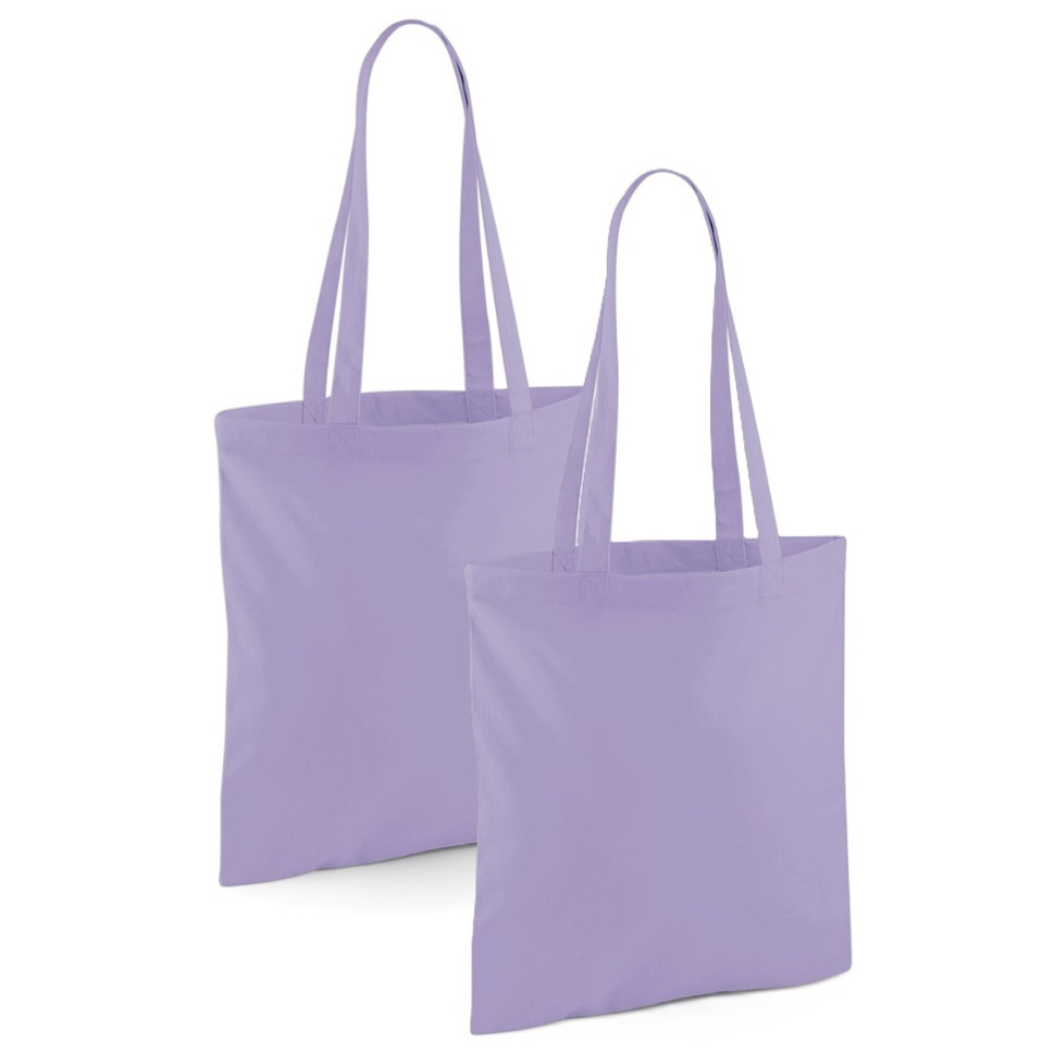 Merkloos Draagtasje met hengsels - 2x - lila paars - x cm - katoen - 10 liter - boodschappen - gymtas -