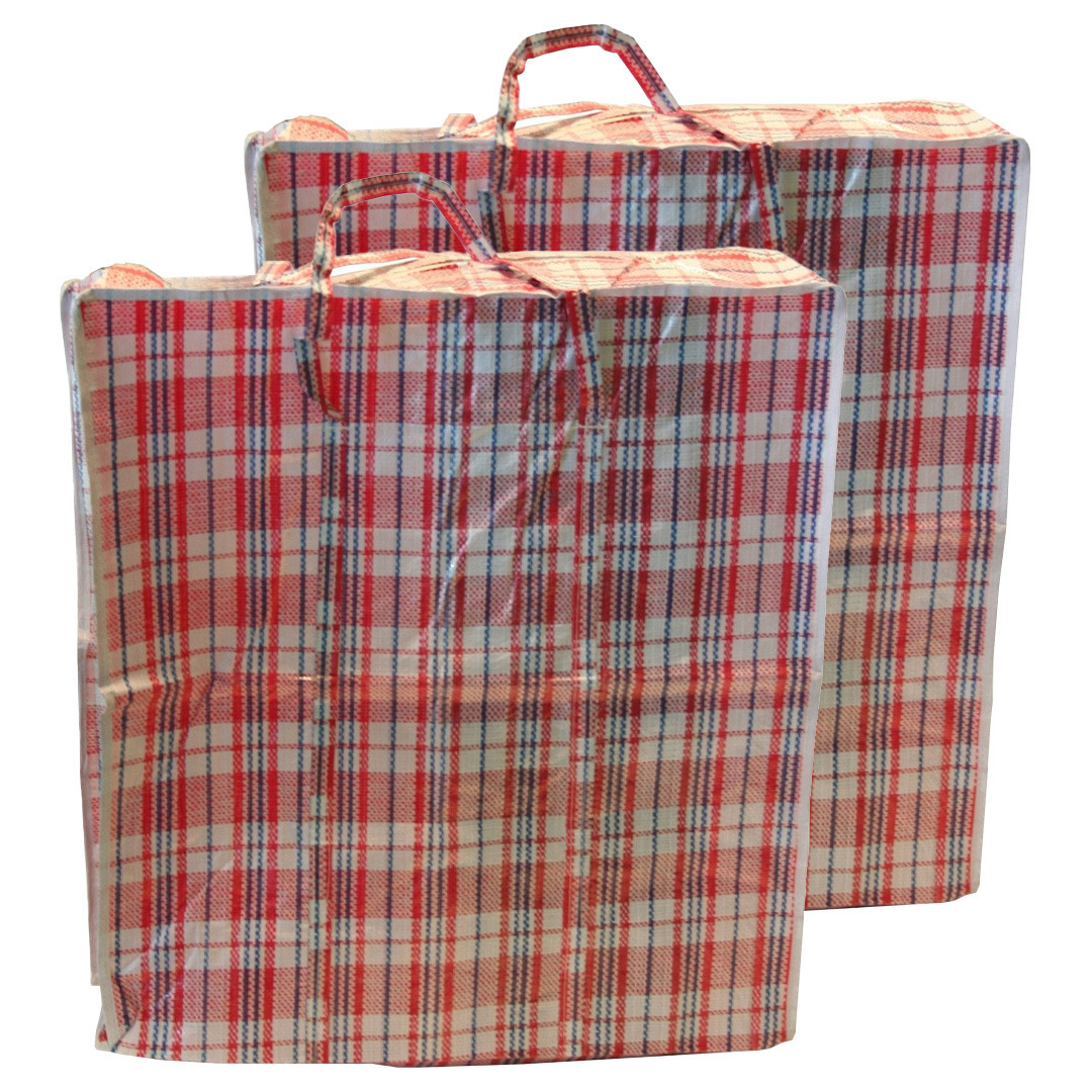 Benson Boodschappentas/shopper - 2x - kunststof - geruit - 70 x x 28 cm -