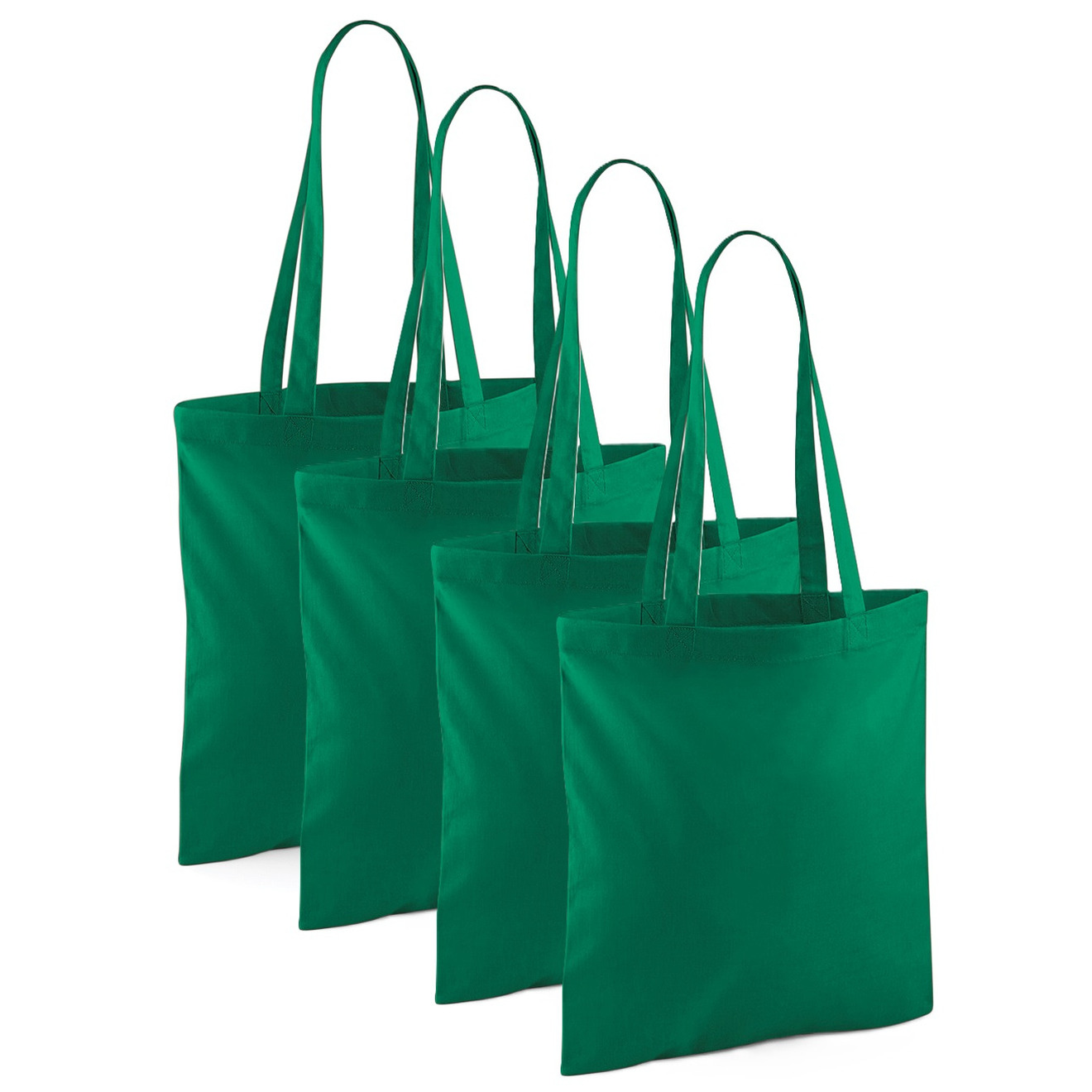 Merkloos Draagtasje met hengsels - 4x - groen - x cm - katoen - 10 liter - boodschappen - gymtas -