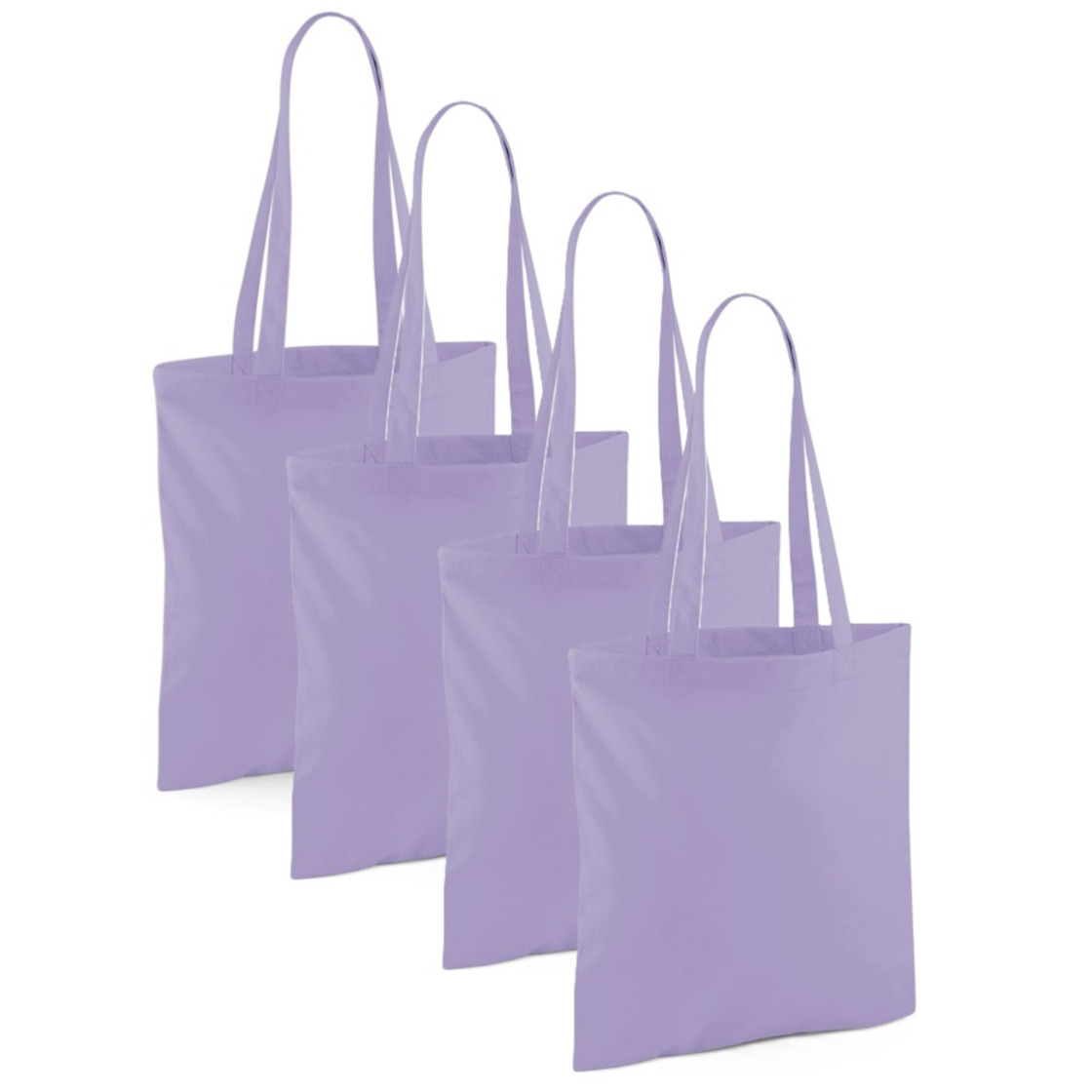 Merkloos Draagtasje met hengsels - 4x - lila paars - x cm - katoen - 10 liter - boodschappen - gymtas -