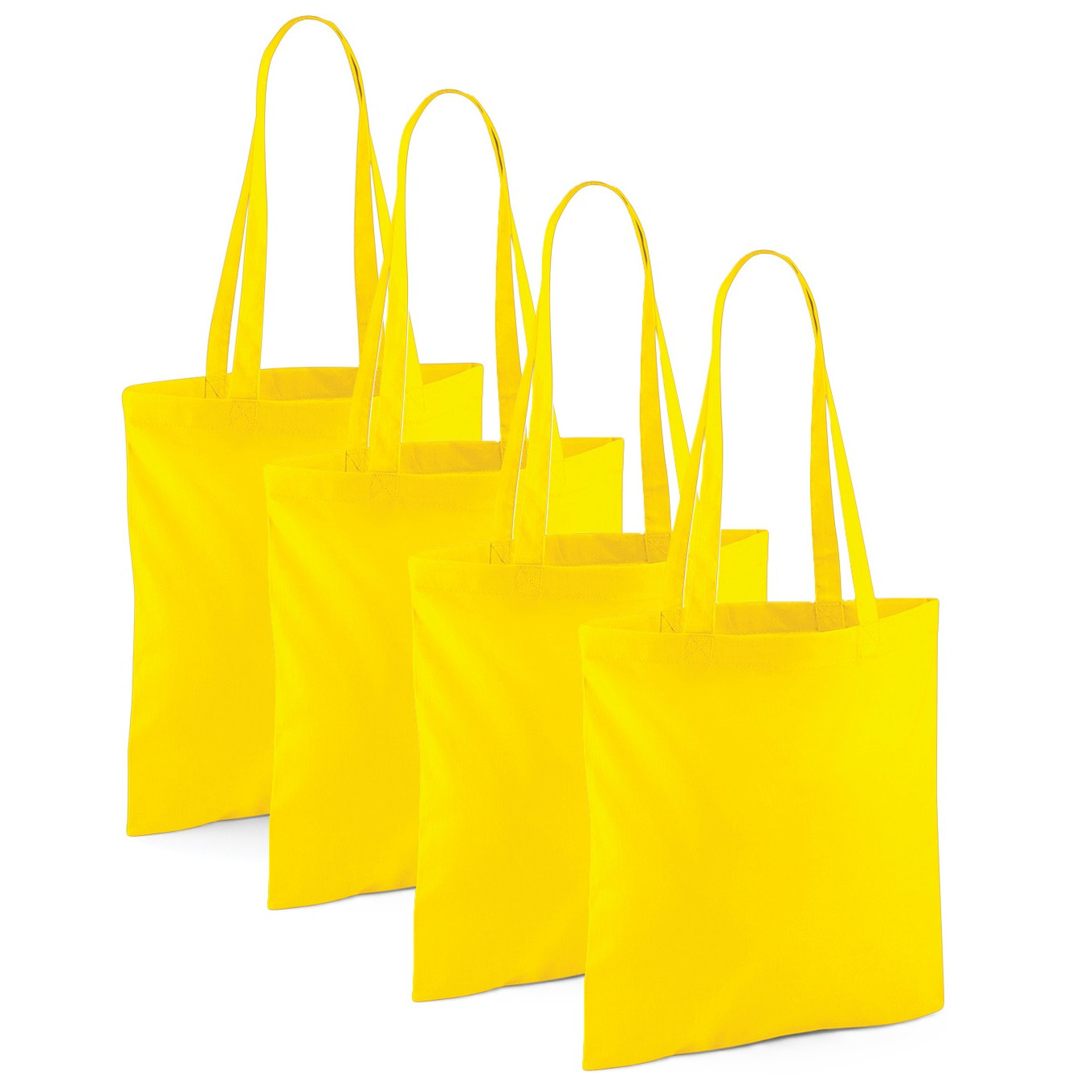 Merkloos Draagtasje met hengsels - 10x - geel - x cm - katoen - 10 liter - boodschappen - gymtas -