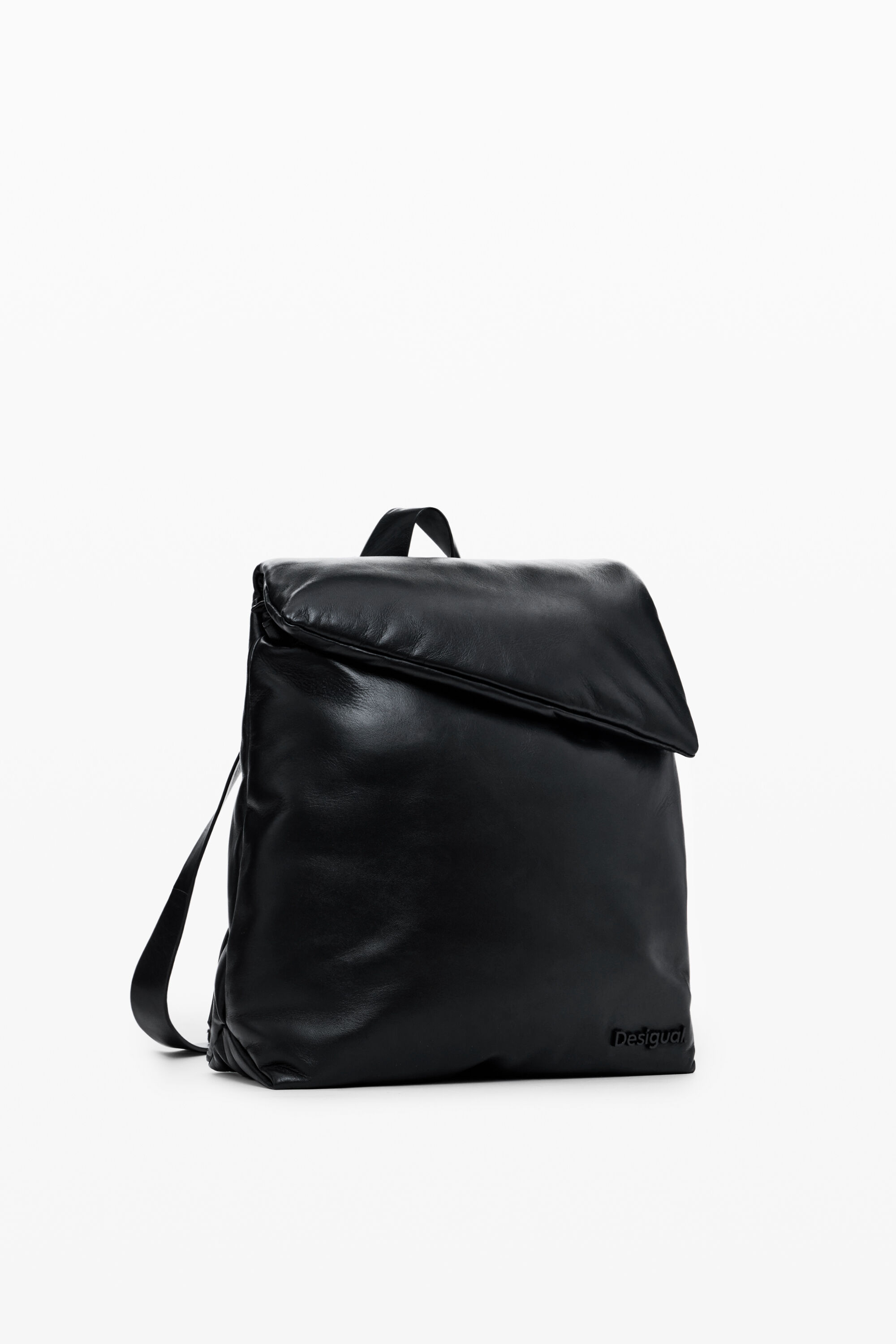 Desigual Middelgrote rugzak van 100% gewatteerd leer - BLACK