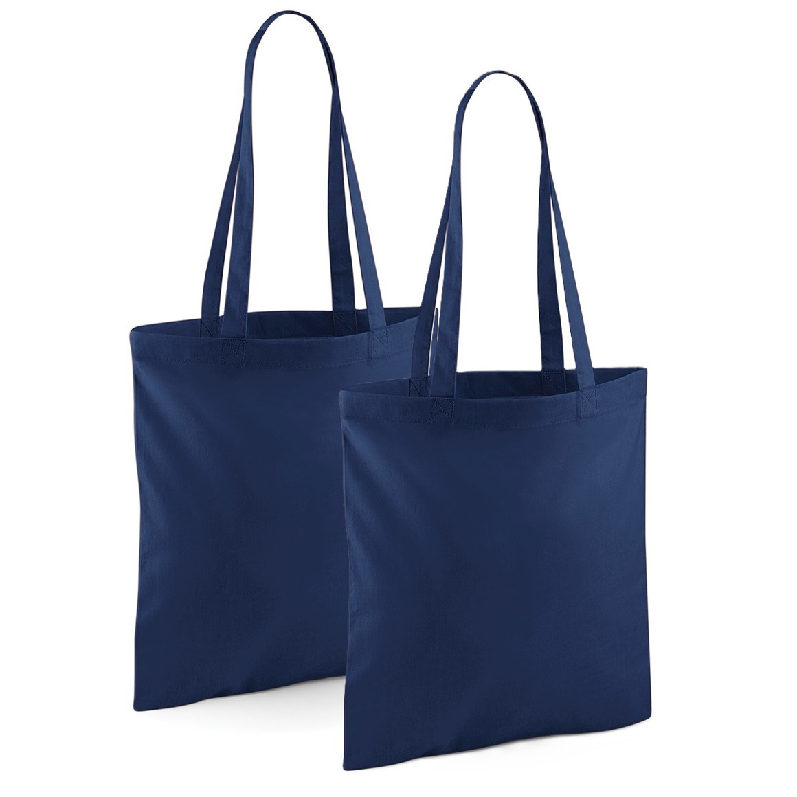 Merkloos Draagtasje met hengsels - 2x - donkerblauw - x cm - katoen - 10 liter - boodschappen - gymtas -