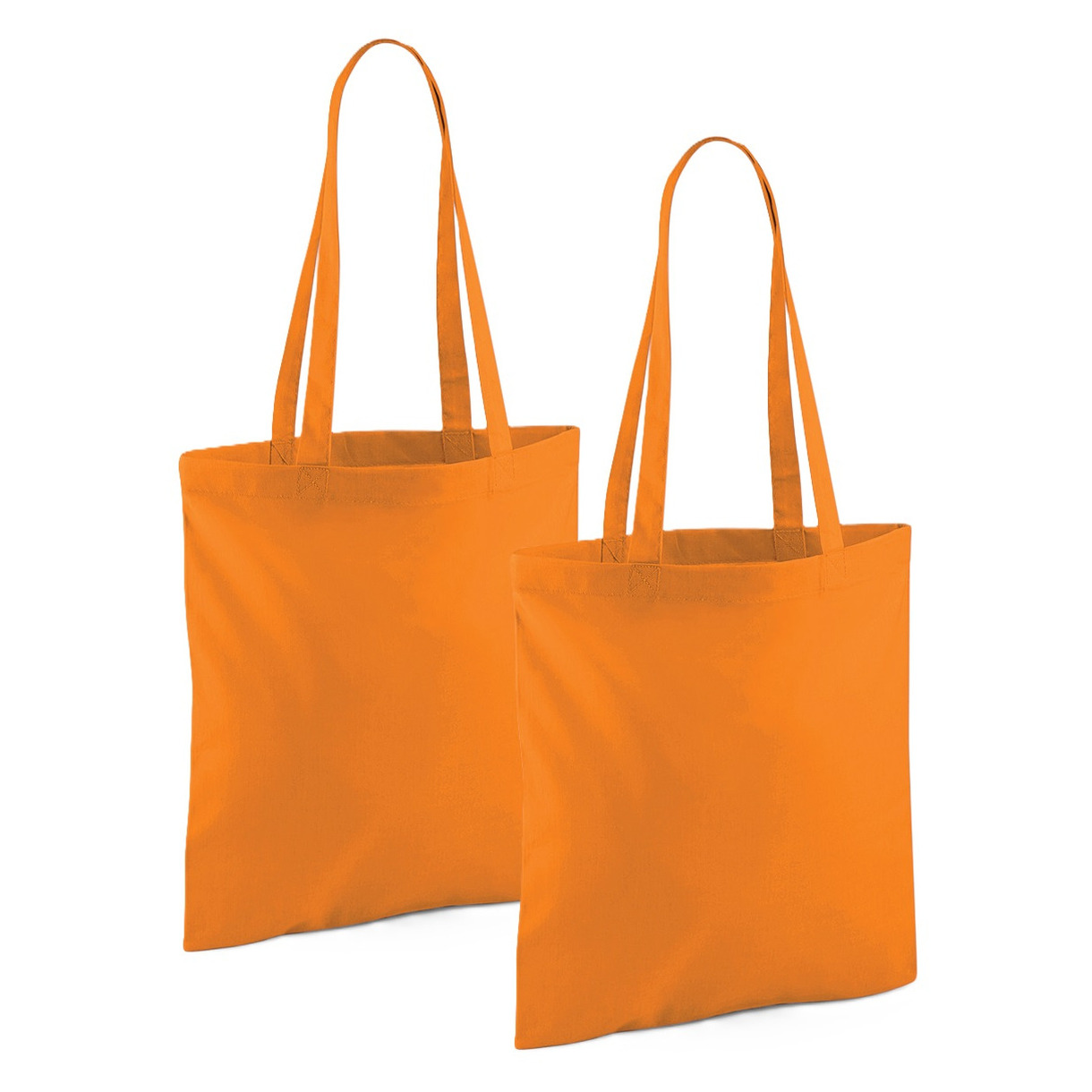 Merkloos Draagtasje met hengsels - 2x - oranje - x cm - katoen - 10 liter - boodschappen - gymtas -