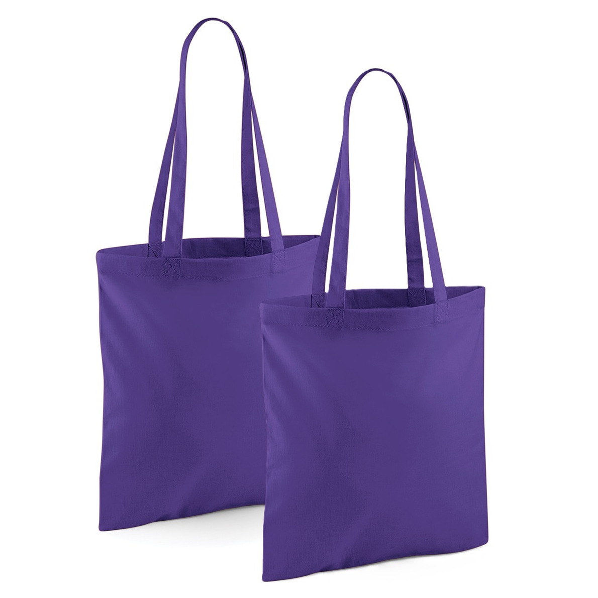 Merkloos Draagtasje met hengsels - 2x - paars - x cm - katoen - 10 liter - boodschappen - gymtas -
