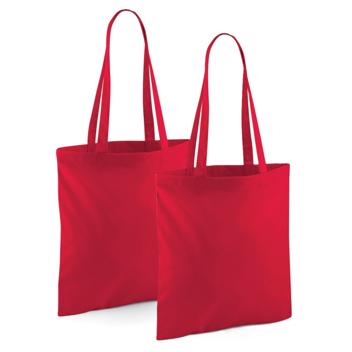 Merkloos Draagtasje met hengsels - 2x - rood - x cm - katoen - 10 liter - boodschappen - gymtas -
