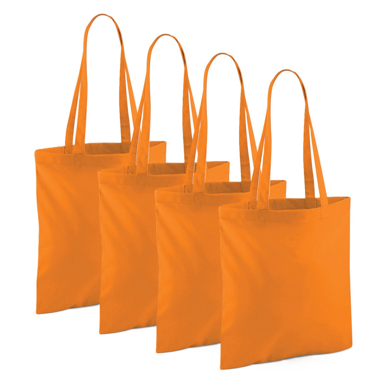 Merkloos Draagtasje met hengsels - 4x - oranje - x cm - katoen - 10 liter - boodschappen - gymtas -
