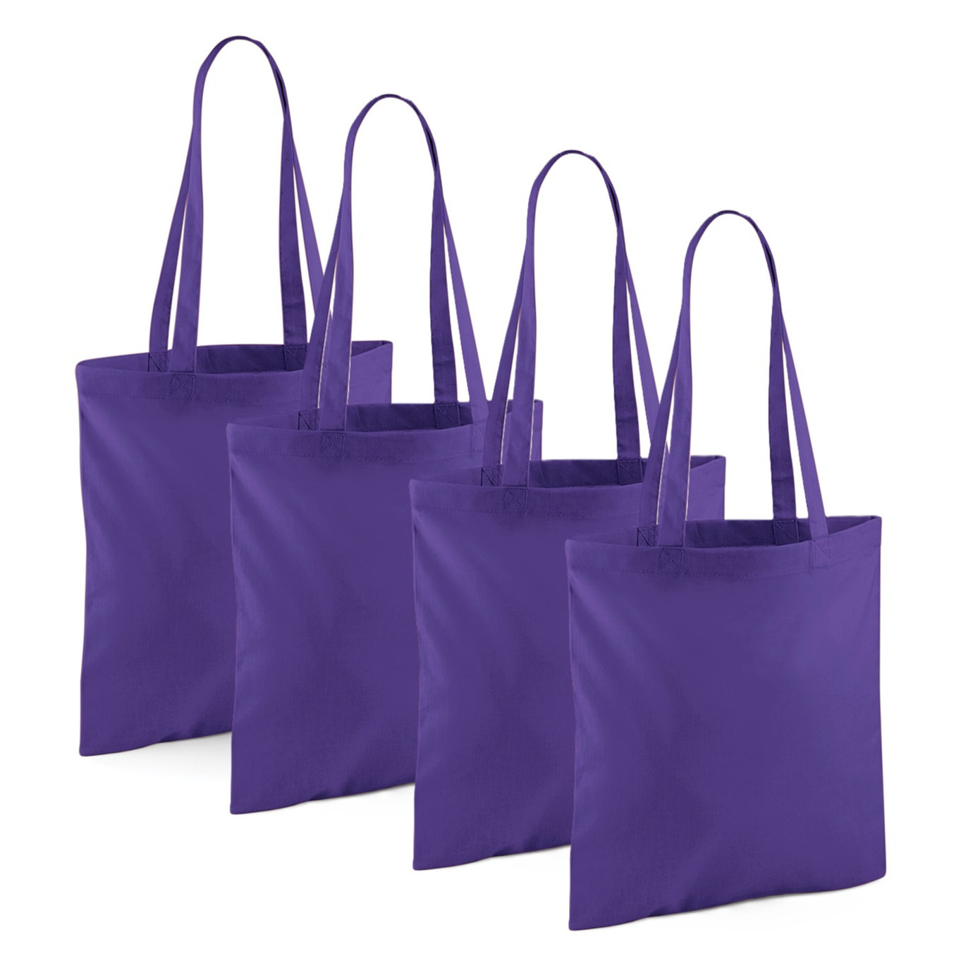 Merkloos Draagtasje met hengsels - 4x - paars - x cm - katoen - 10 liter - boodschappen - gymtas -