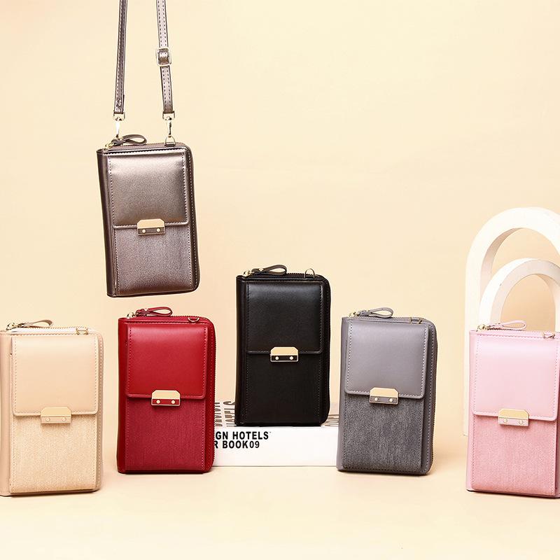 Dola Vrouwen Mode Rits Telefoon Clutch Tassen Pu Lederen Portemonnees Kleine Crossbody Tassen rood