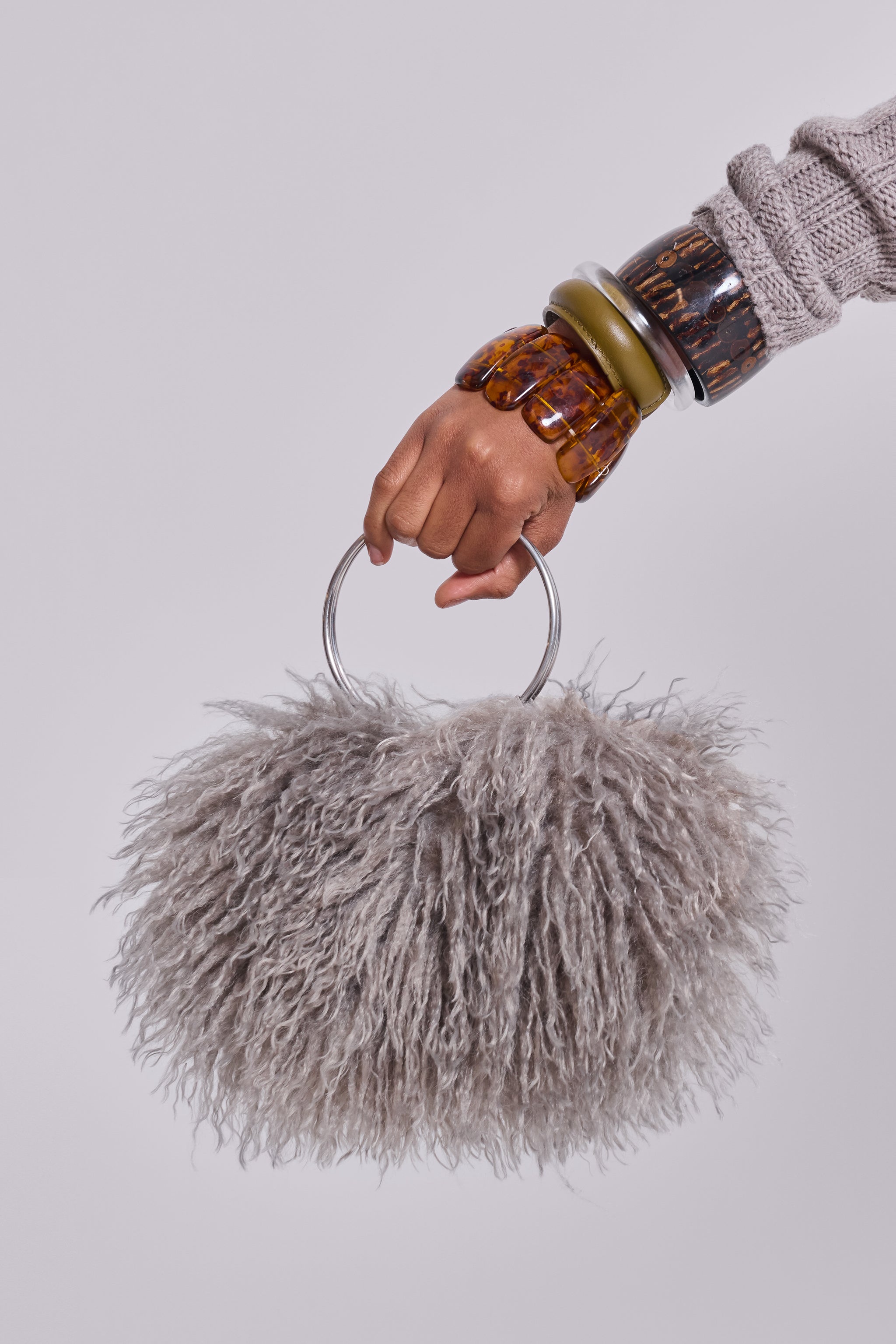 Jaded London Haka Mongolian Faux Fur Handbag