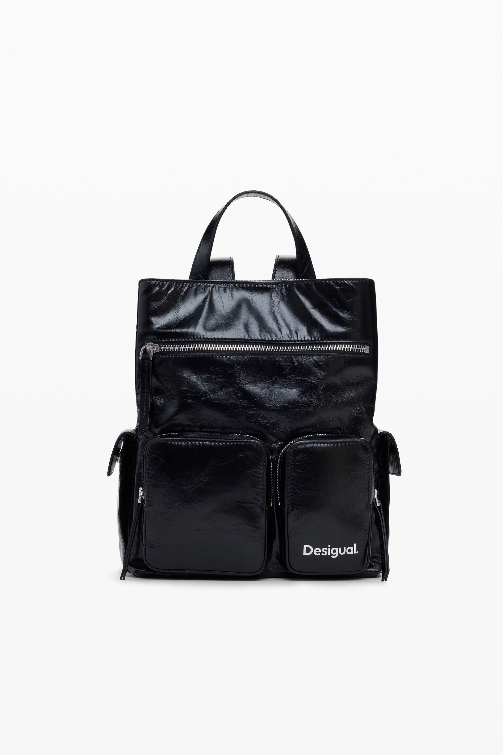 Desigual Kleine leren rugzak - BLACK