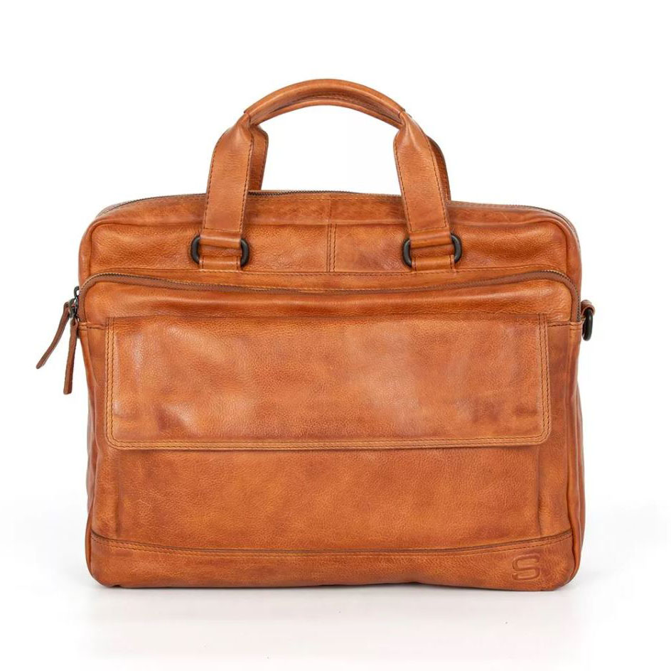 Spikes & Sparrow Schoudertas / Laptoptas 15.6'' Apache Brandy