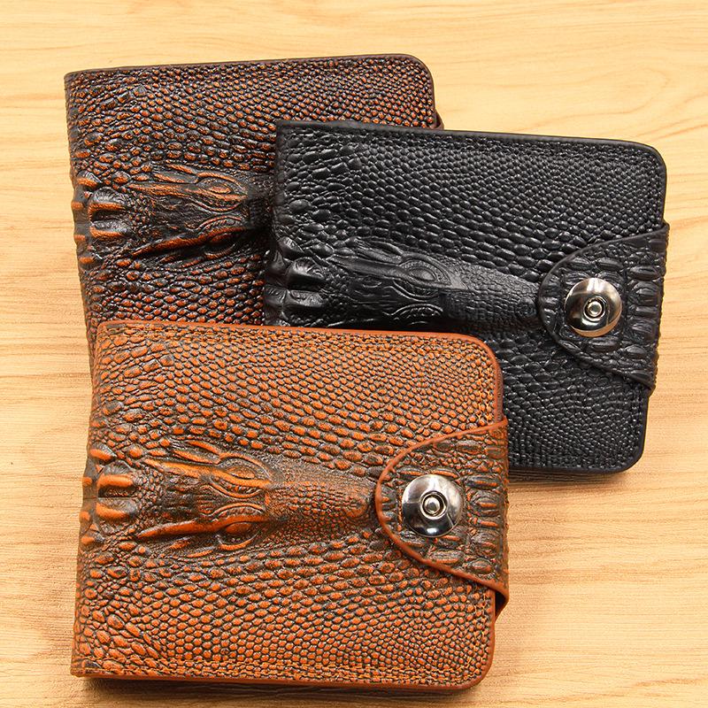 ZHAO FAN-Electronic Portemonnee met alligatorpatroon voor heren, vintage zakelijke bifold korte leren portemonnee zwart