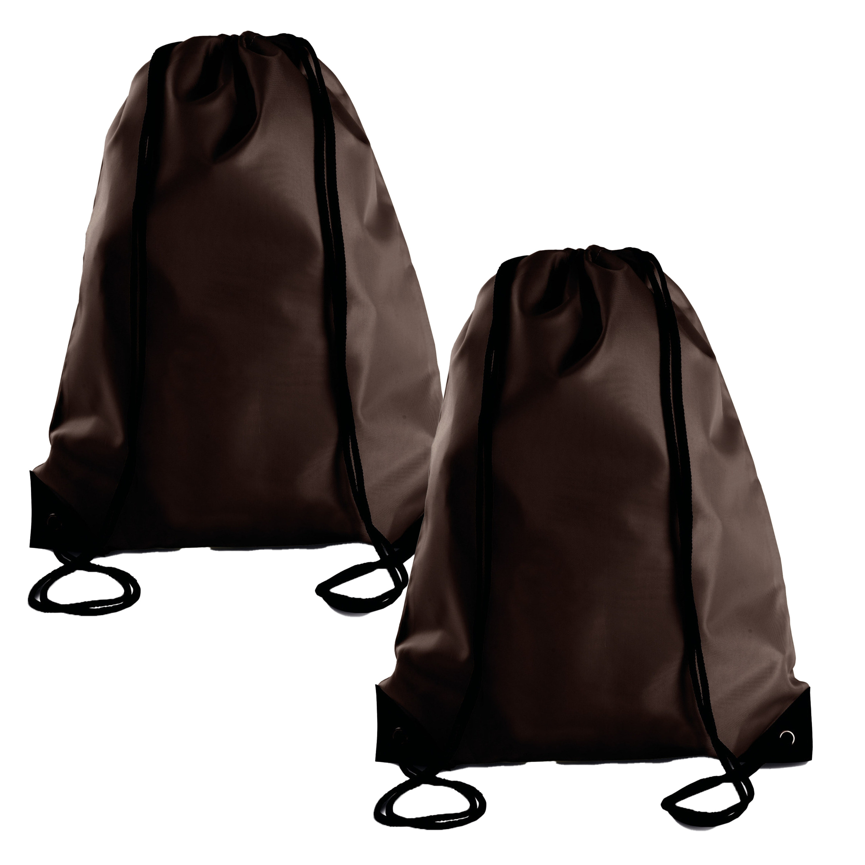 Merkloos Sport gymtas/draagtas met rijgkoord - 2x - bruin - x cm - polyester - verstevigde hoeken -