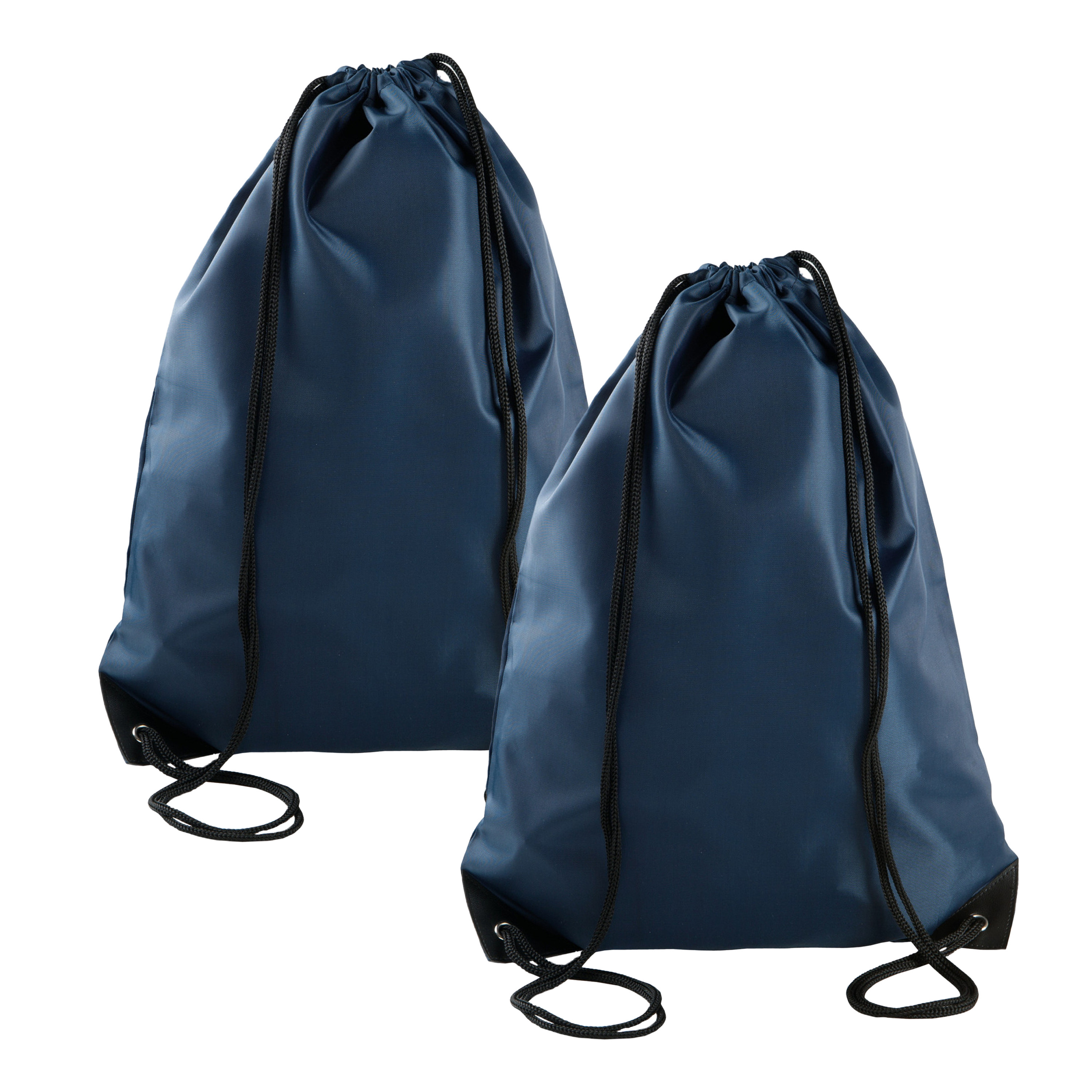 Merkloos Sport gymtas/draagtas met rijgkoord - 2x - donkerblauw - x cm - polyester - verstevigde hoeken -