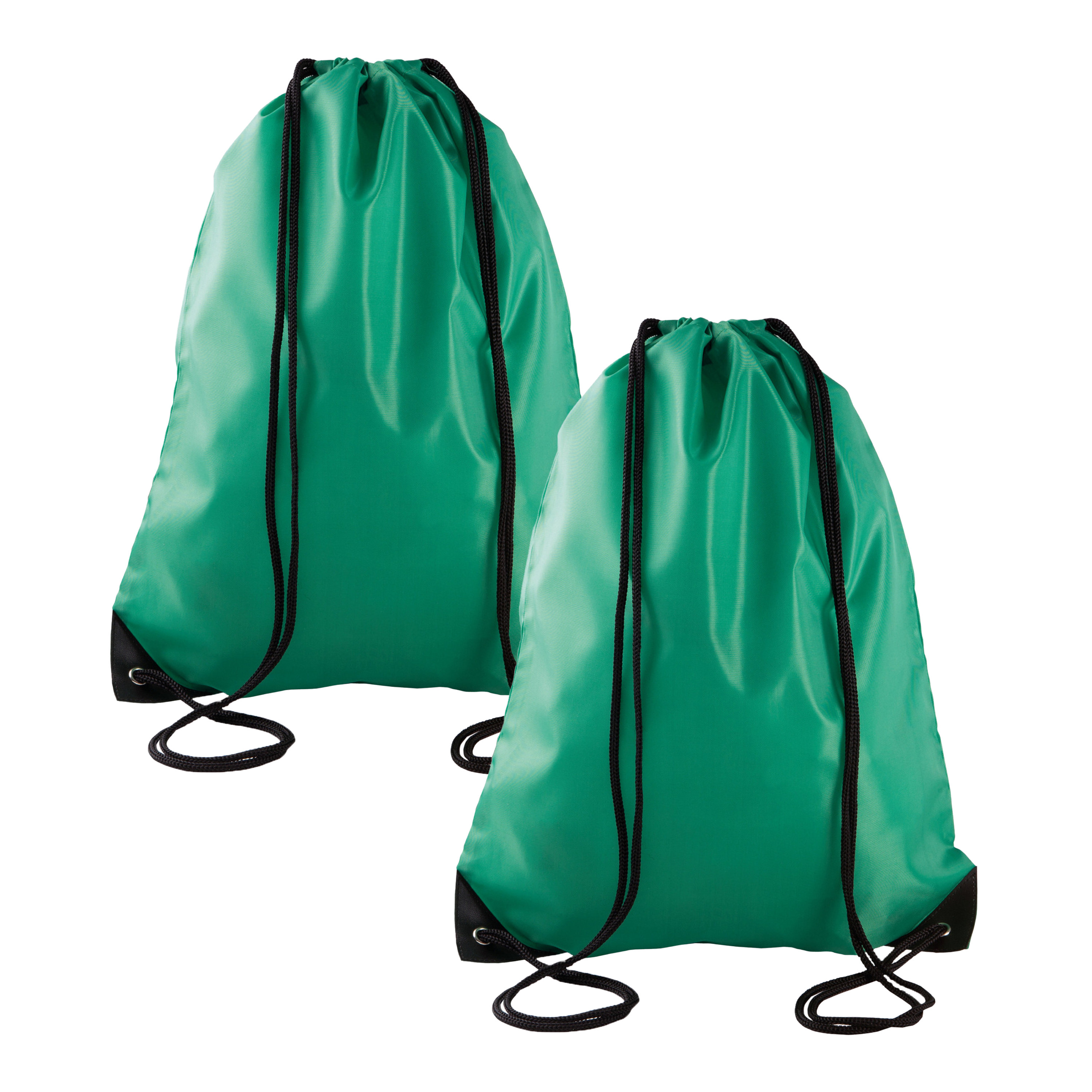 Merkloos Sport gymtas/draagtas met rijgkoord - 2x - grasgroen - x cm - polyester - verstevigde hoeken -
