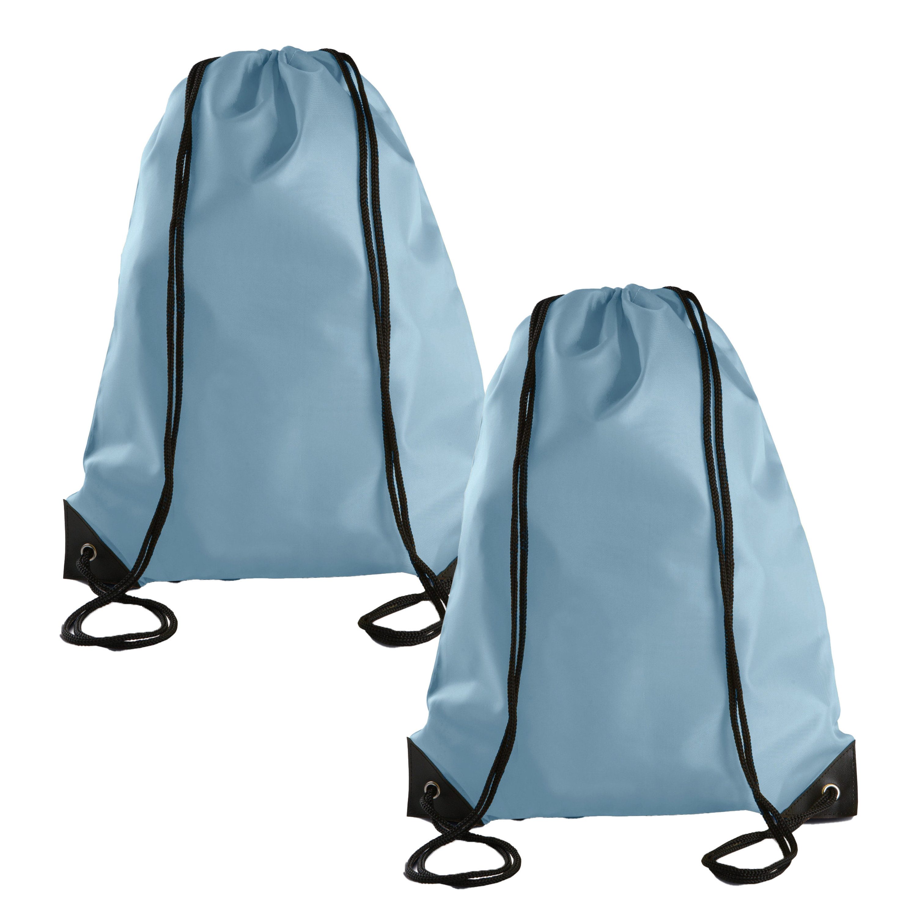 Merkloos Sport gymtas/draagtas met rijgkoord - 2x - lichtblauw - x cm - polyester - verstevigde hoeken -