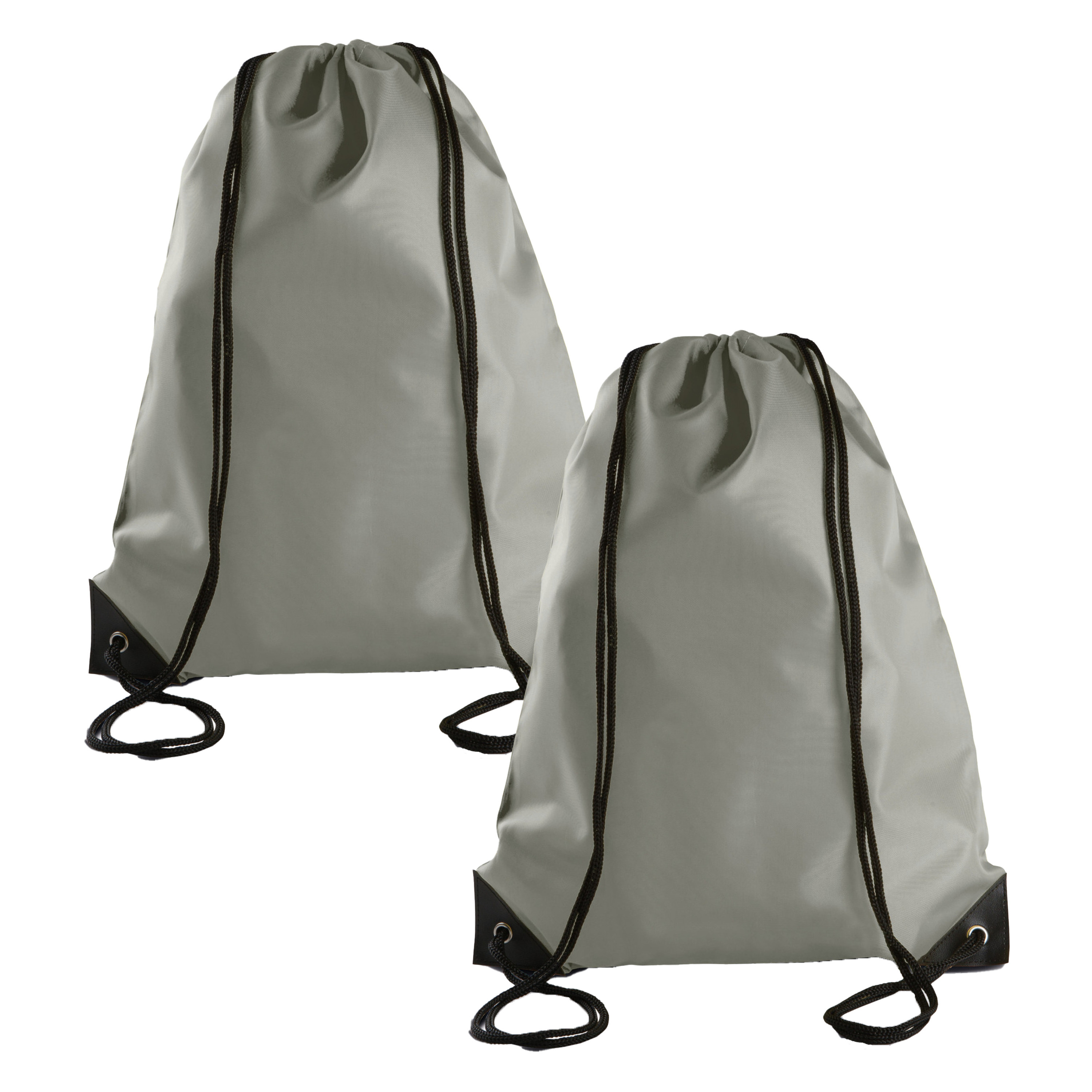 Merkloos Sport gymtas/draagtas met rijgkoord - 2x - lichtgrijs - x cm - polyester - verstevigde hoeken -