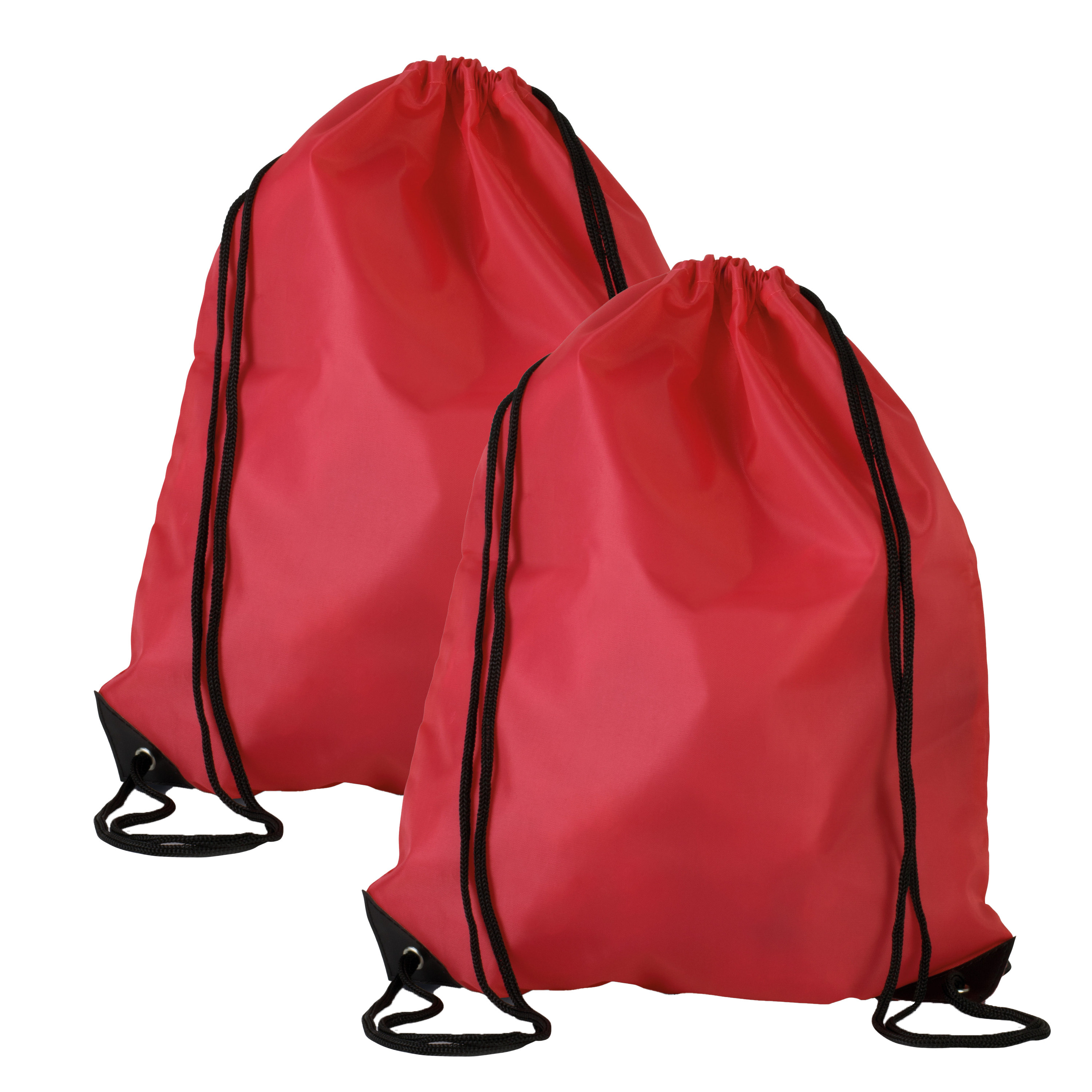 Merkloos Sport gymtas/draagtas met rijgkoord - 2x - rood - x cm - polyester - verstevigde hoeken -